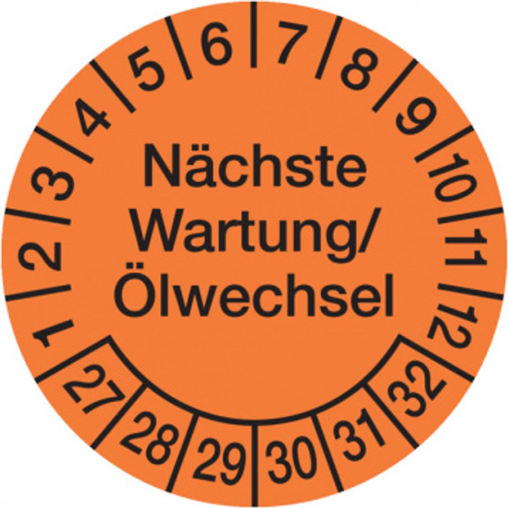 Dreifke Aufkleber Prüfplakette, Wartung/Ölwechsel Ø 30mm - Bogen = 10 Plaket...
