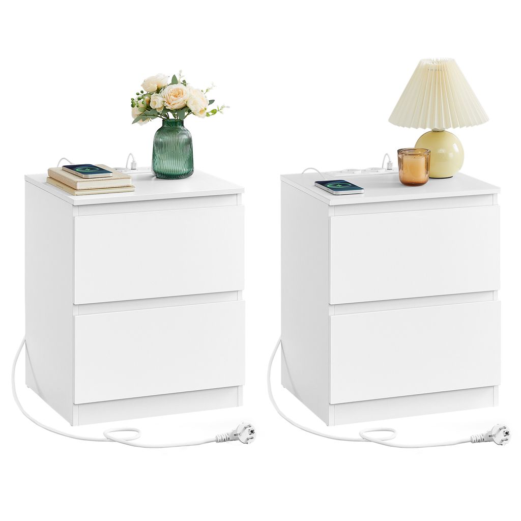 VASAGLE Nachttisch mit Steckdosenleiste, 2er Set, Produktbild 
