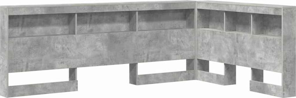 vidaXL Aufbewahrungskopfteil mit Regal Beton Grau 120 cm Holzwerkstoff