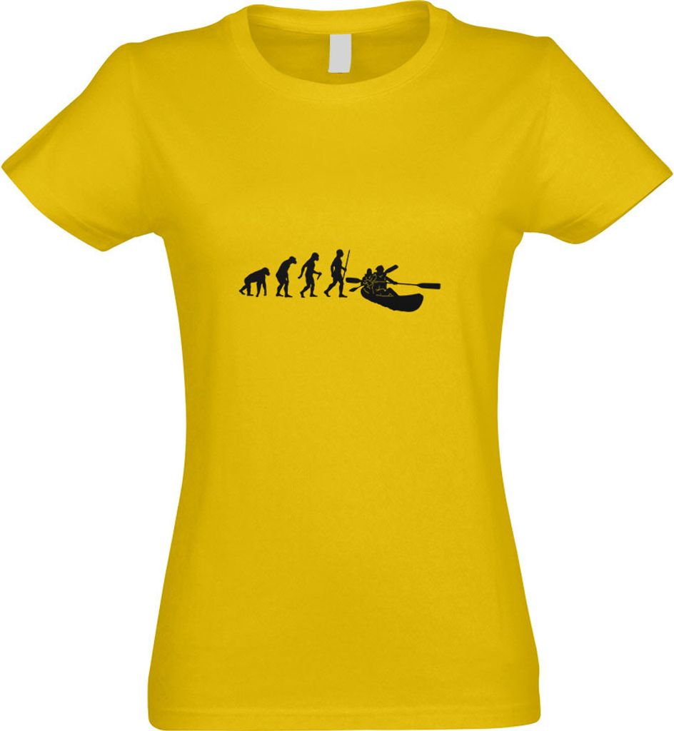 Kiwistar - T-Shirt tailliert - Damen - gelb - Kanu Kajak Evolution - mit Motiv Bedruckt - Funshirt Design - Sport - Freizeit - Damen - XL