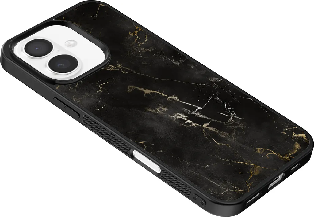 Smartphonica Cover iPhone 16 Marmo Nero - Sottile, Elegante, TPU - 3