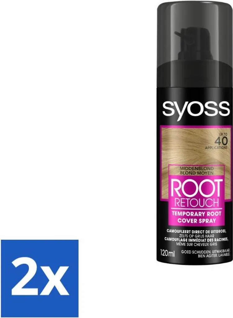 SYOSS Spray Ritocco Radici Biondo Medio 2 Pezzi - Copertura Istantanea