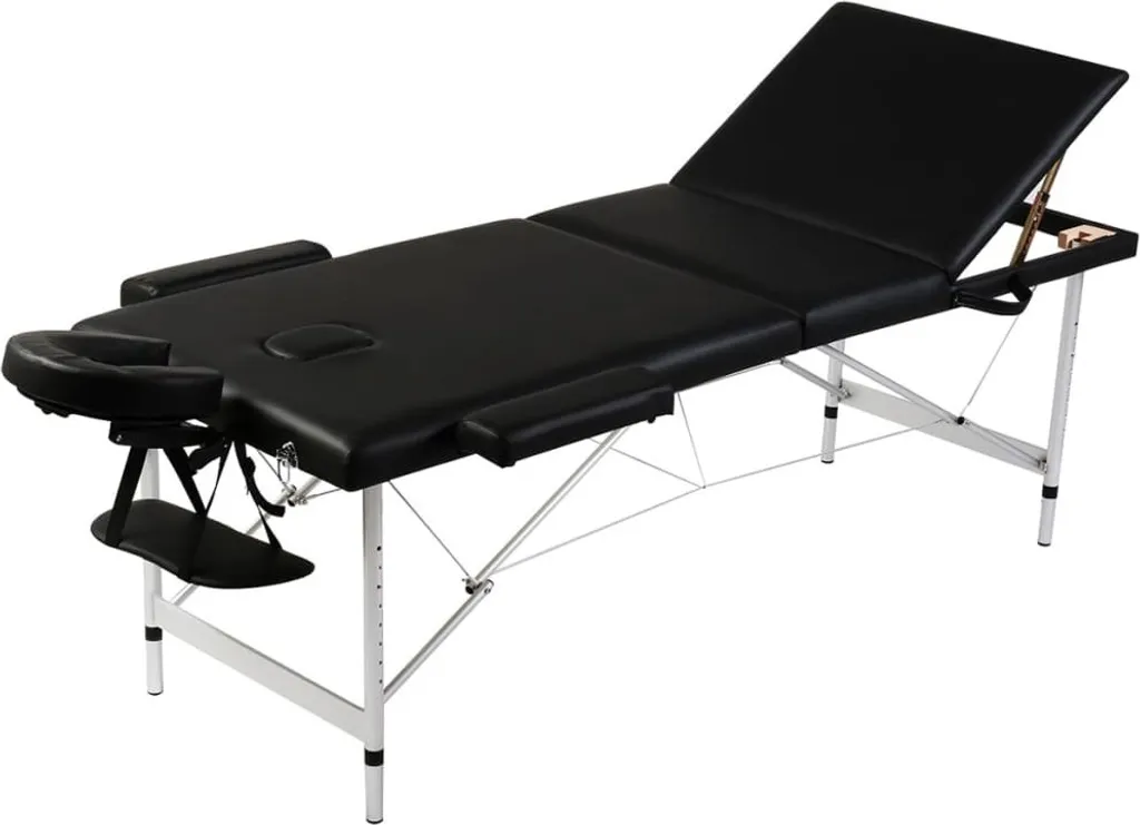 Table de massage légère alu noir - 3 zones réglables haute qualité