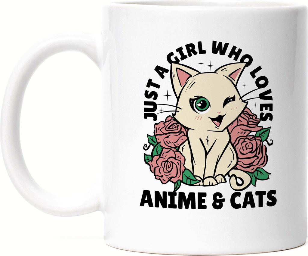 Just A Girl Who Loves Anime & Cats Tasse Weiß für Anime Produktbild 