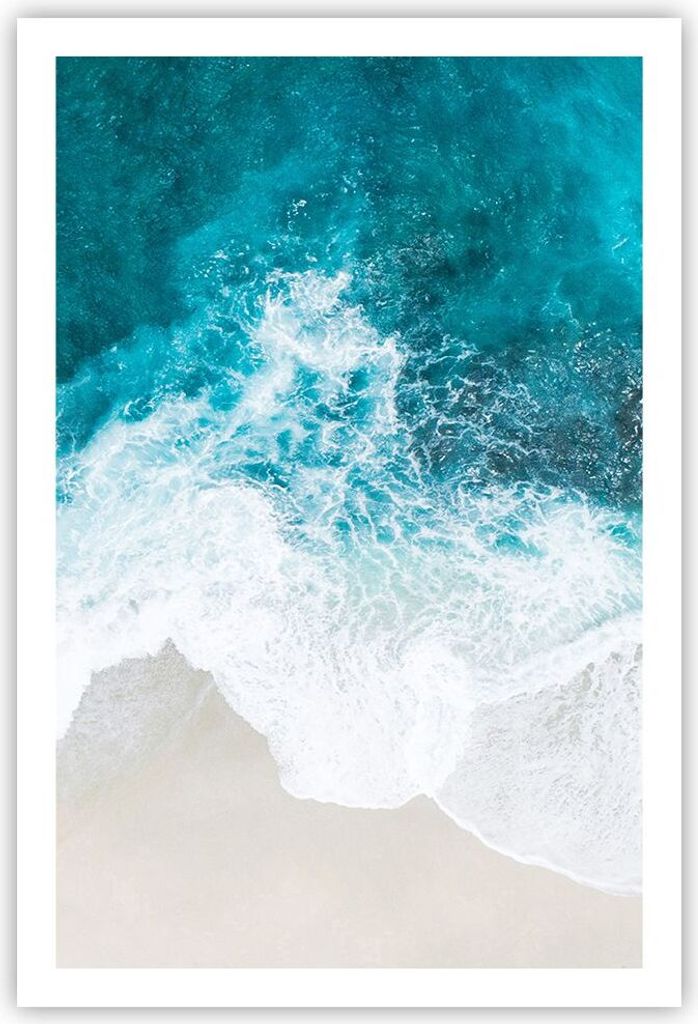 Poster - Poster ohne Rahmen - Luftaufnahmen Strand Welle - 61x91,5 cm - Wand Bild - Wanddeko - Wandbilder - Kunstposter - Wandposter - Bilder - Kun...