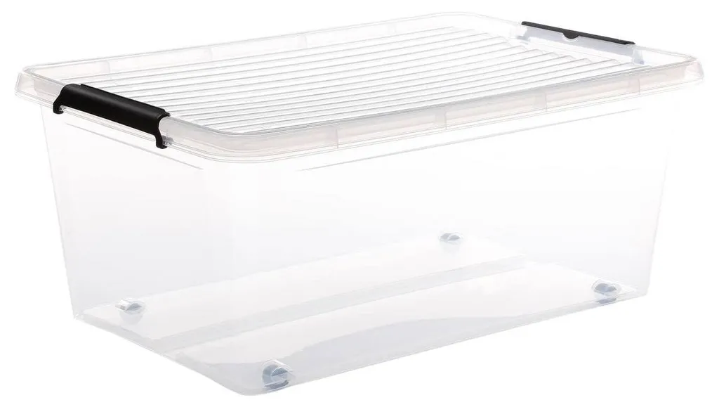 5five Bac en plastique transparent 40 L Clip pour rangement efficace