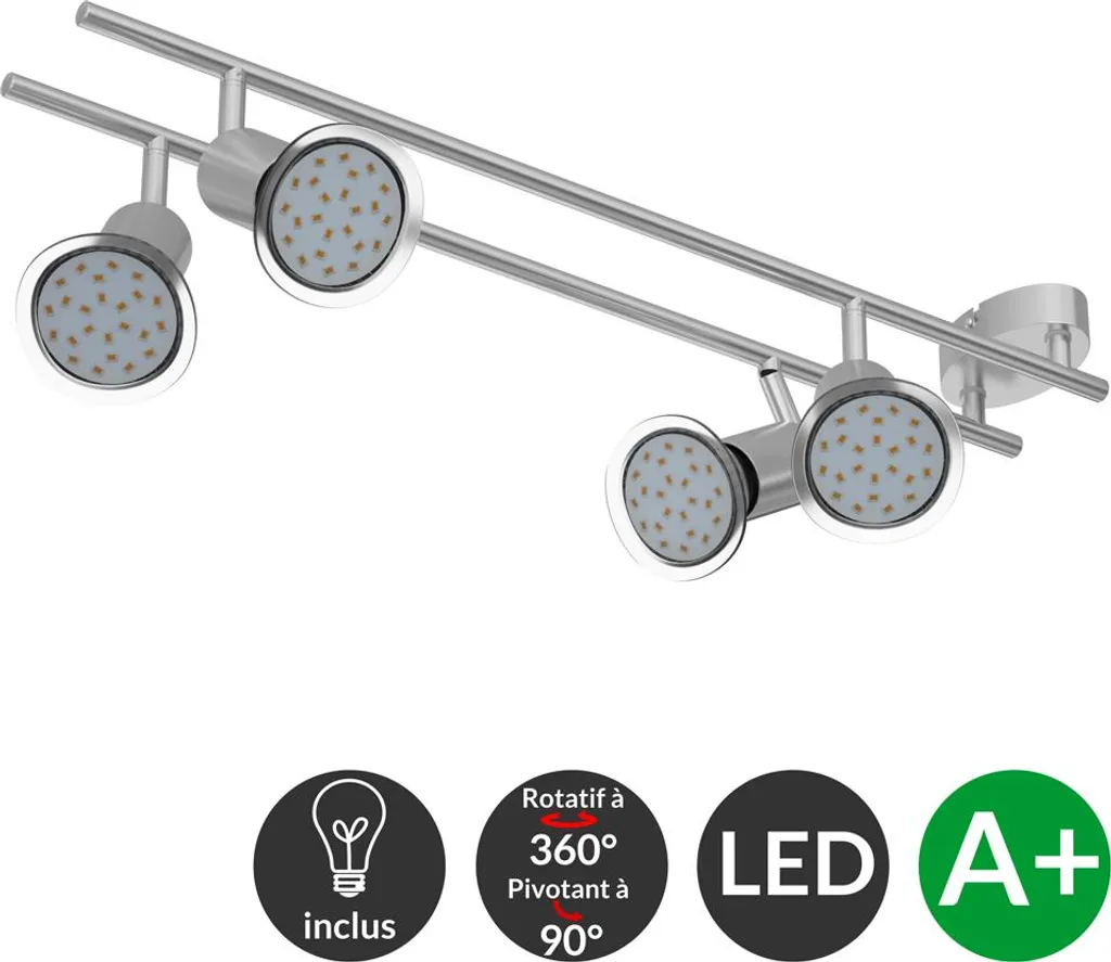Éclairage de Cuisine et Salon : Plafonnier LED Orientable 4 Spots