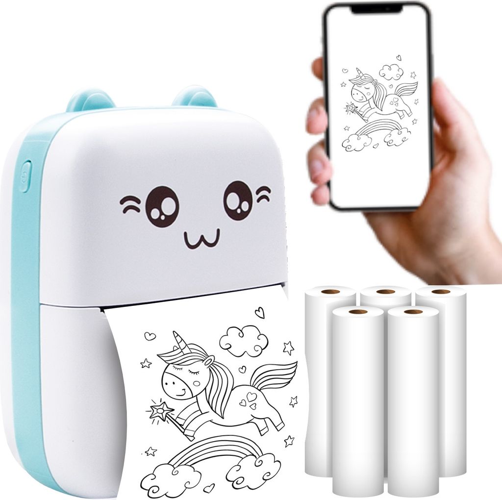 Maxlife Mini Drucker MXTP-100,Taschendrucker,Handy Fotodrucker,Tragbarer Mini Fotodrucker,Mobile Smartphone Bluetooth Drucker,USB-Kabel Thermopapie...