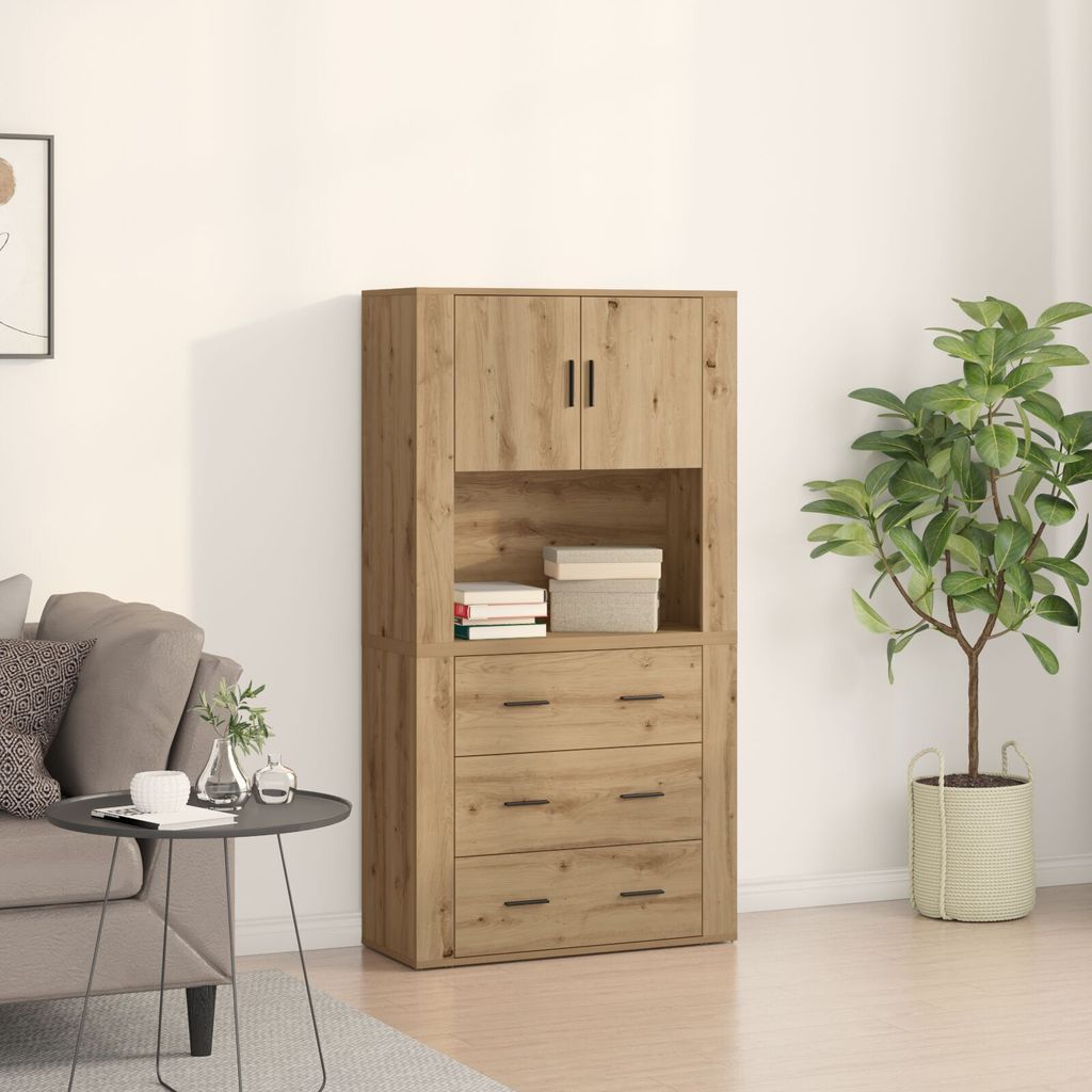 Highboard Artisan Eiche 80x33x150 cm Holzwerkstoff, Kommoden DesignMöbel Neu