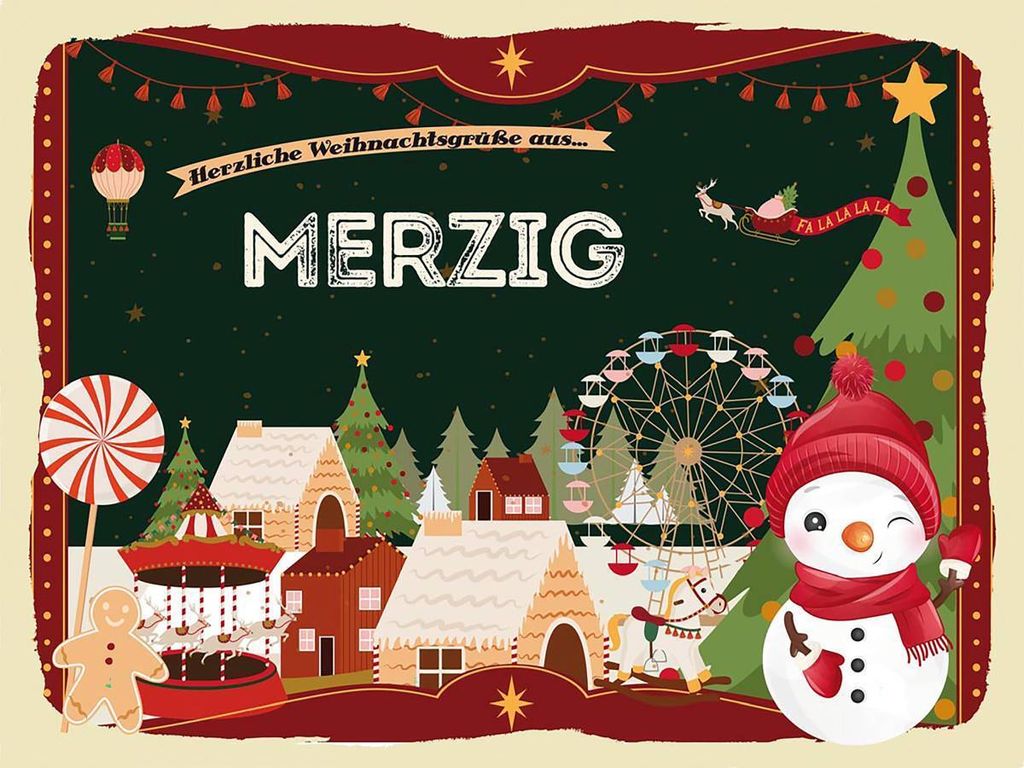 vianmo Holzschild 30x40 cm Weihnachtsgrüße aus Merzig Weihnachten Fest