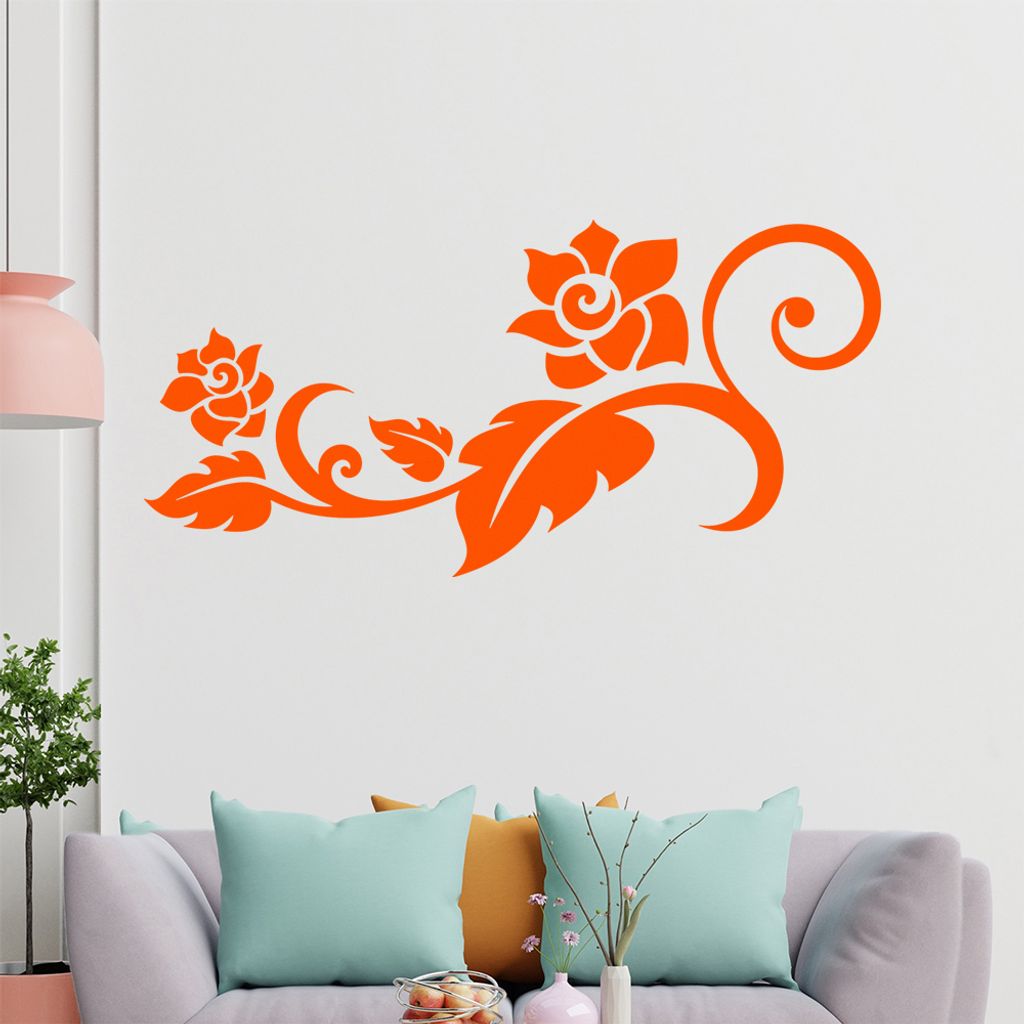 Rose - Linien Wandtattoo in 6 Größen - Wandaufkleber Wall Sticker - Dekoration, Küche, Wohnzimmer, Schlafzimmer, Badezimmer