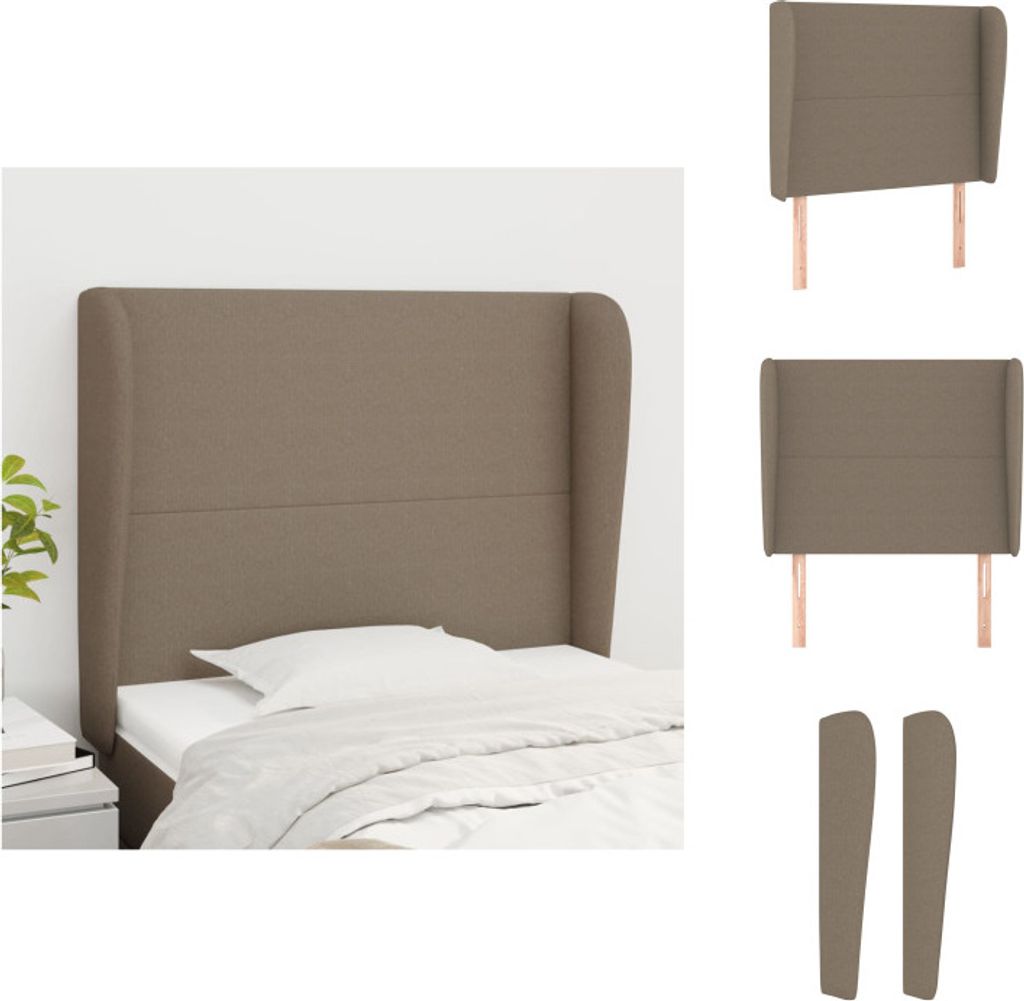 vidaXL Kopfteil mit Ohren Taupe 103x23x118/128 cm Stoff - Kopf- & Fußenden
