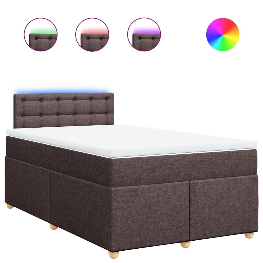 vidaXL Boxspringbett mit Matratze Dunkelbraun 120x190 cm Stoff