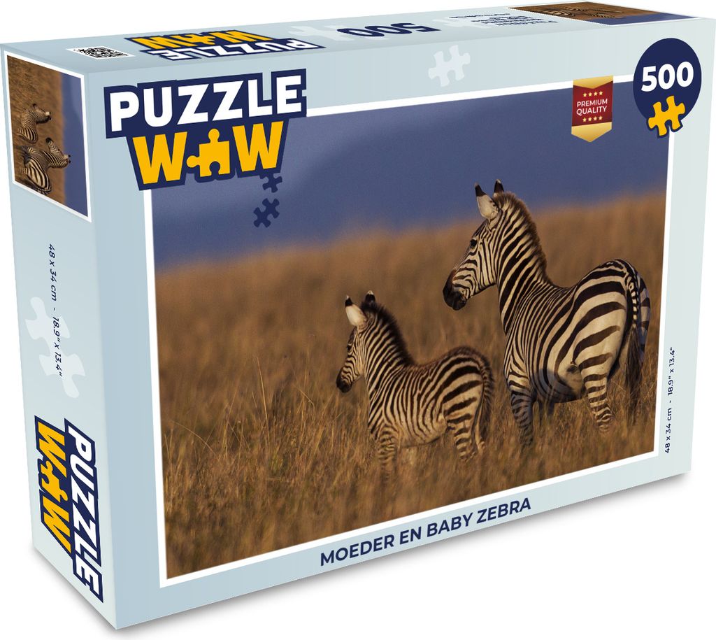 MuchoWow Puzzle 500 Teile Mutter und Babyzebra - 500 Teile - Kinder - Selberbauen - Puzzlespiele