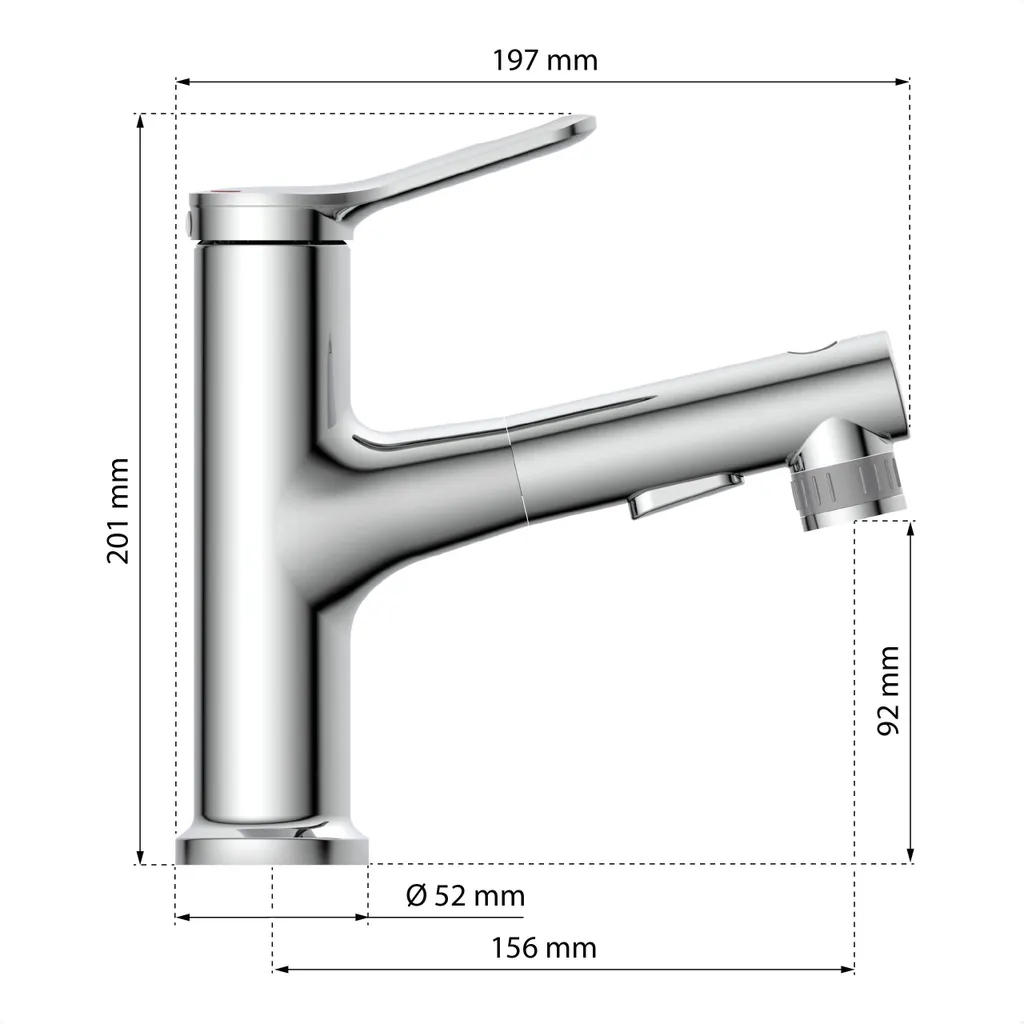 Mitigeur lavabo EISL VARIABILE avec douchette extractible chromé chic - 5
