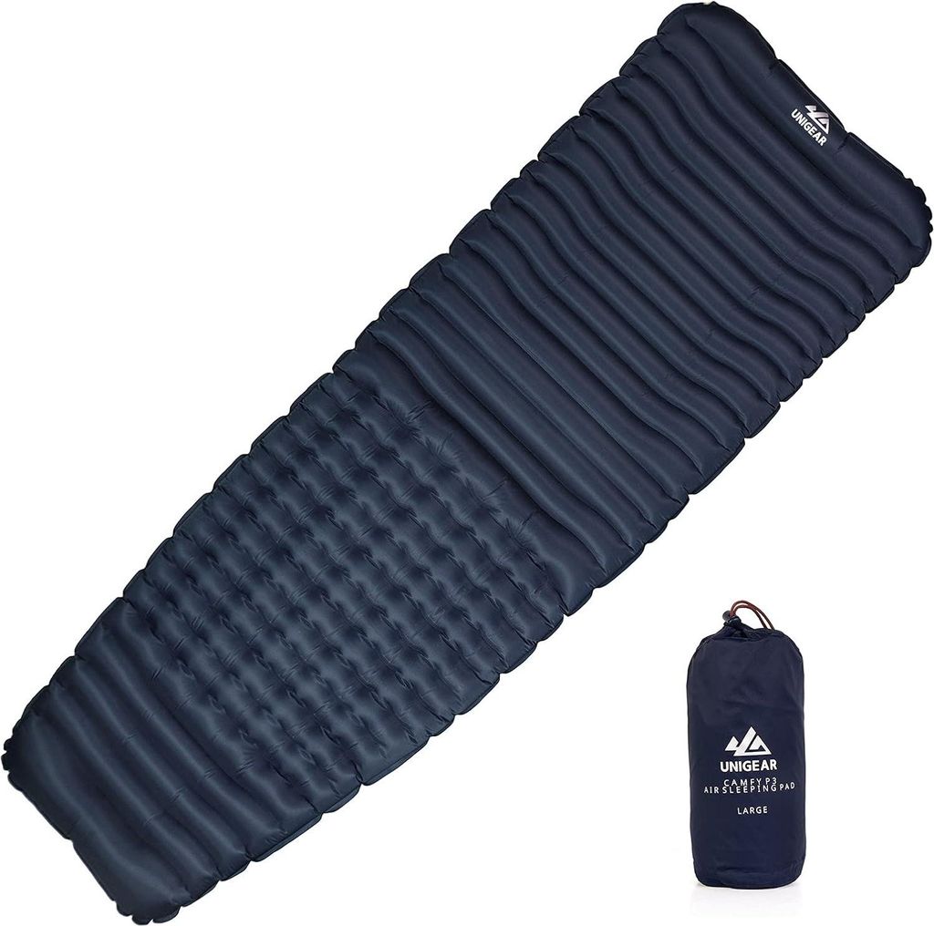 Kleine Campingmatratze mit R-Wert 2 - Aufblasbares Luftbett für draußen, ultraleicht und wasserdicht (blau)