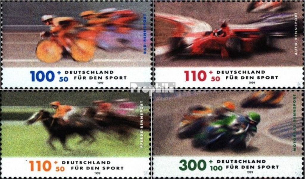 Briefmarken BRD (BR.Deutschland) 1999 Mi 2031-2034 (kompl.Ausg.) postfrisch Sporthilfe: Rennsport