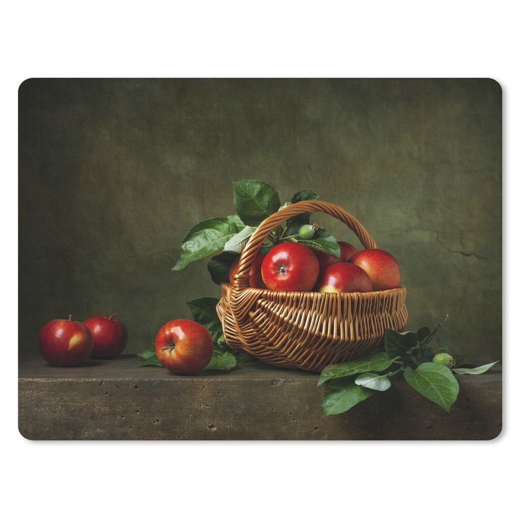 MuchoWow Mauspad Mousepad Rustikal - Apfel - Obst - Rot - Korb - Stilleben 23x19 cm - Mousepads - Maus Mat - Pad - Mausunterlage - Schreibtischun...
