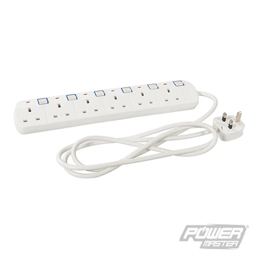 Multiprise 230V 6 prises avec voyant lumineux et câble long de 2 mètres