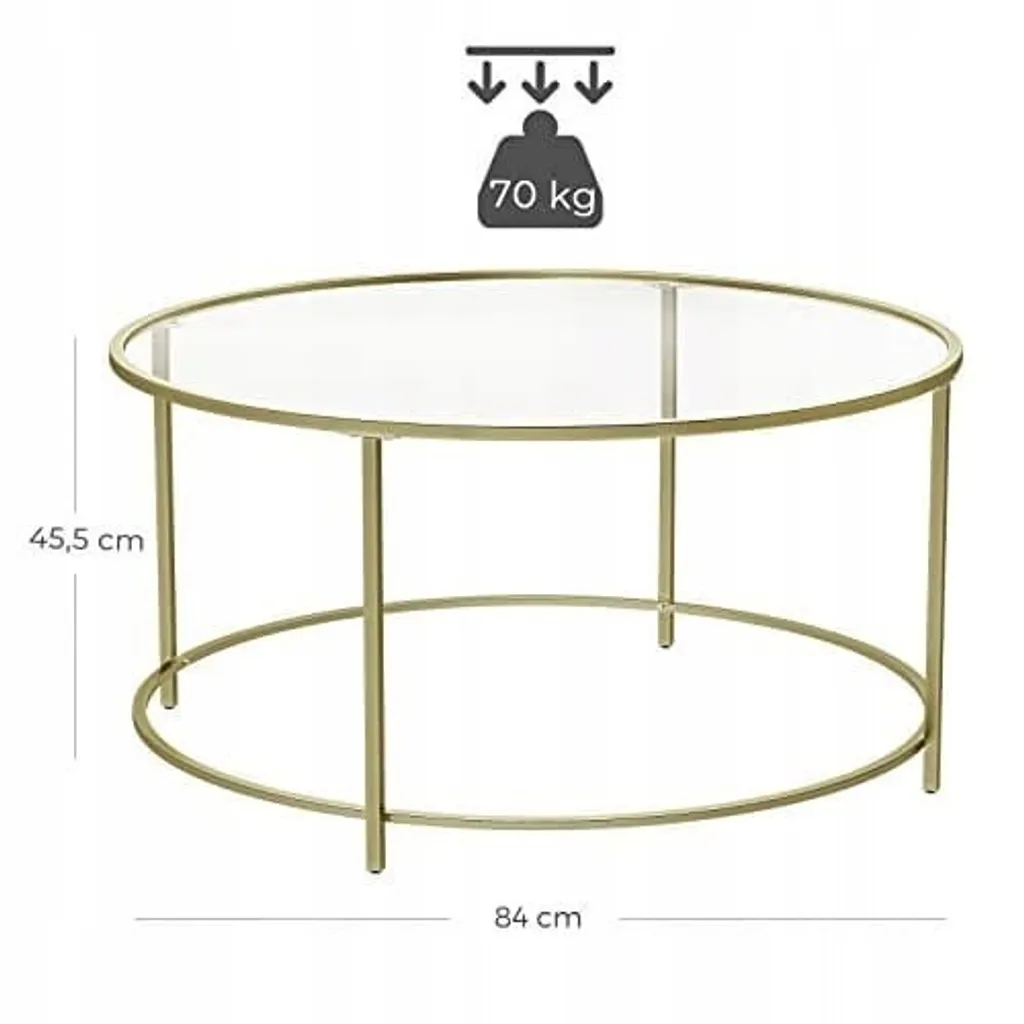 Table en verre transparent et structure dorée géométrique 84 cm - 3
