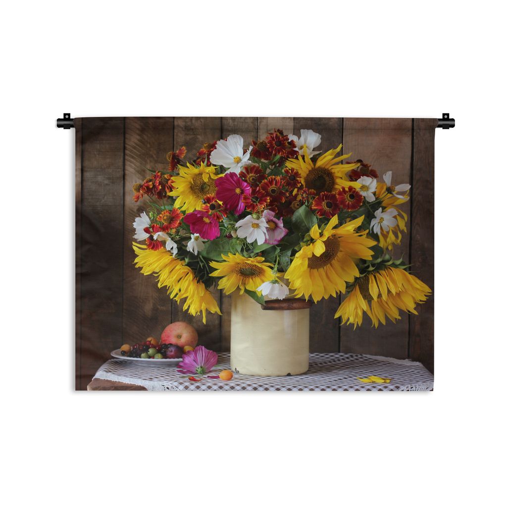 MuchoWow Wandteppich Wandbehang Blumen - Farben - Stilleben 60x45 cm Tapisserie Dekoration Wandtuch - Das Schlafzimmer