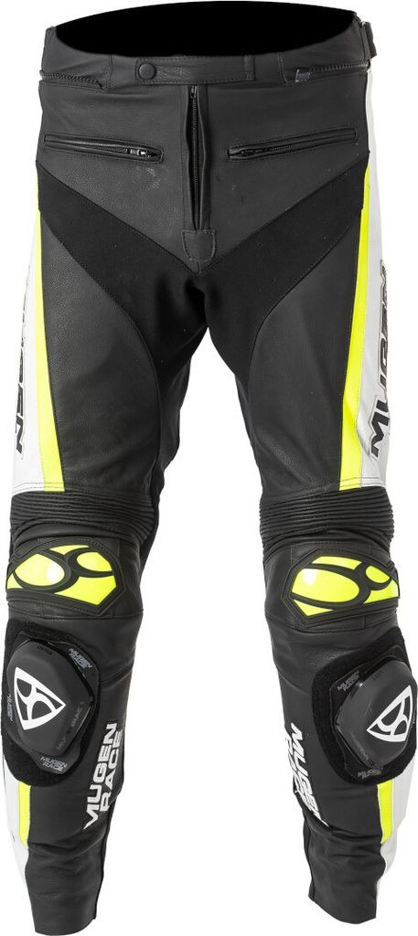 MUGENRACE RBRS-1 Motorrad Lederhose, schwarz/weiß/neon-gelb, 3XL