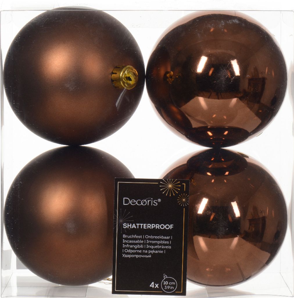 Weihnachtskugeln Kunststoff 10cm 4 Stück - Espressobraun Produktbild 