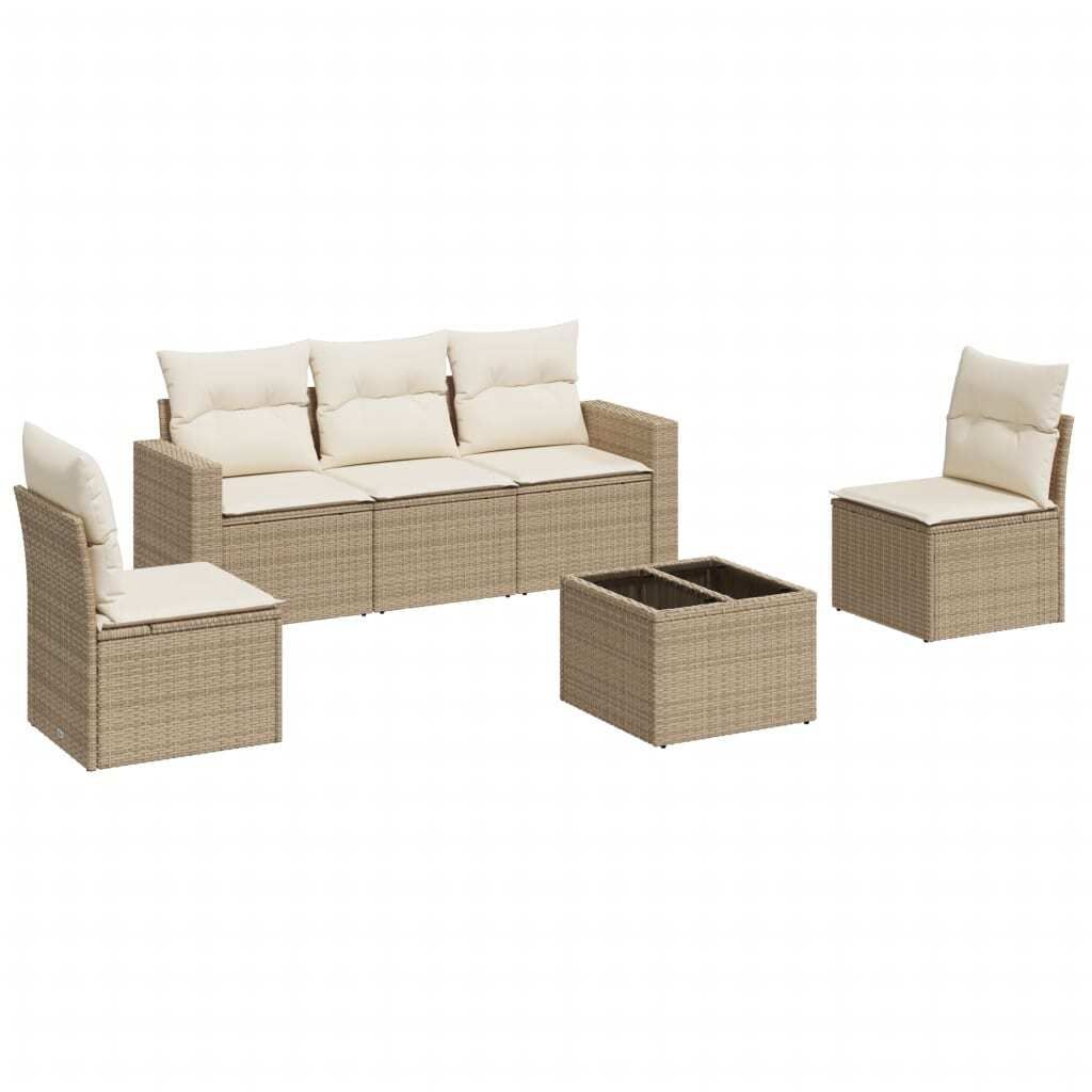 "im Sonderangebot" 6-tlg. Garten-Sofagarnitur - Balkonmöbel/Loungeset - elegantes Design - mit Kissen Beige Poly Rattan - Gartensofas DEMöbel403460