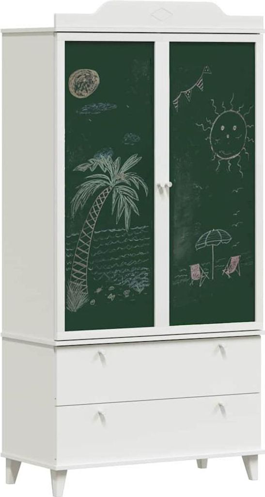 vidaXL Kreidetafel Kleiderschrank mit Tür ROROS Weiß 90 x Produktbild 