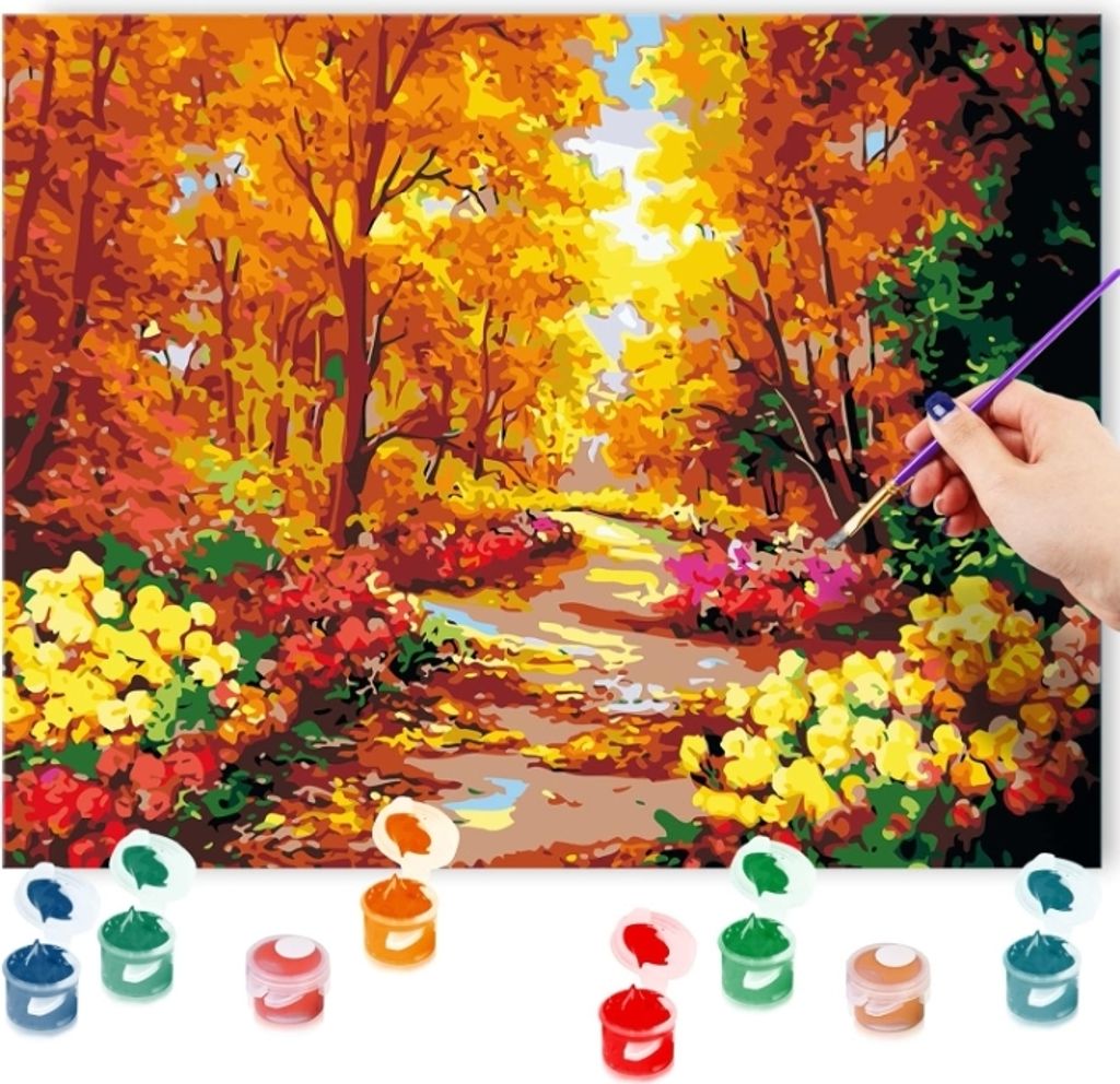 Malen nach Zahlen für Erwachsene, 40,6 x 50,8 cm, DIY-Ölgemälde-Set – rahmenloser Wald