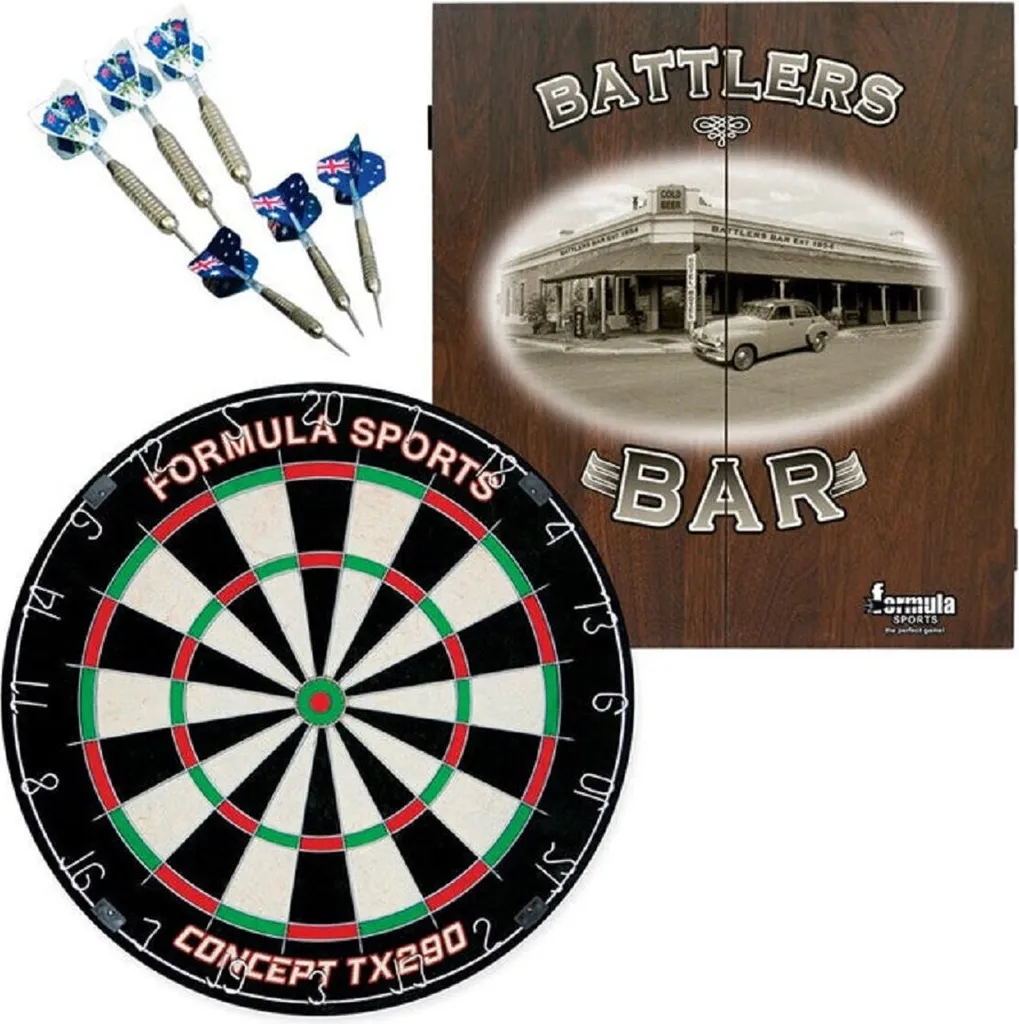 Set de Fléchettes pour Bar et Maison - Cible Rétro Battlers Bar avec 6 Traits