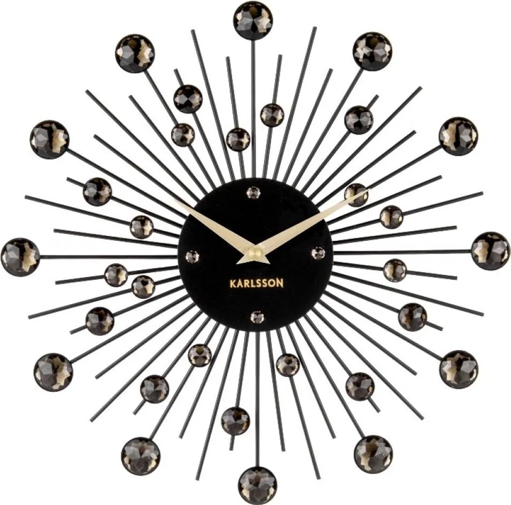 Karlsson Sunburst Orologio Parete Silenzioso - Design Nero 30cm