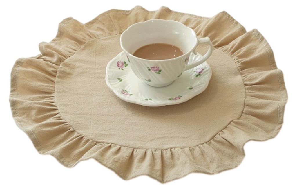1/2 Stück Küchen-Platzsets, quadratisch, rund, aus gewaschener Baumwolle mit gefalteten Kanten, hitzebeständig, für Esszimmer, Küche, Partys