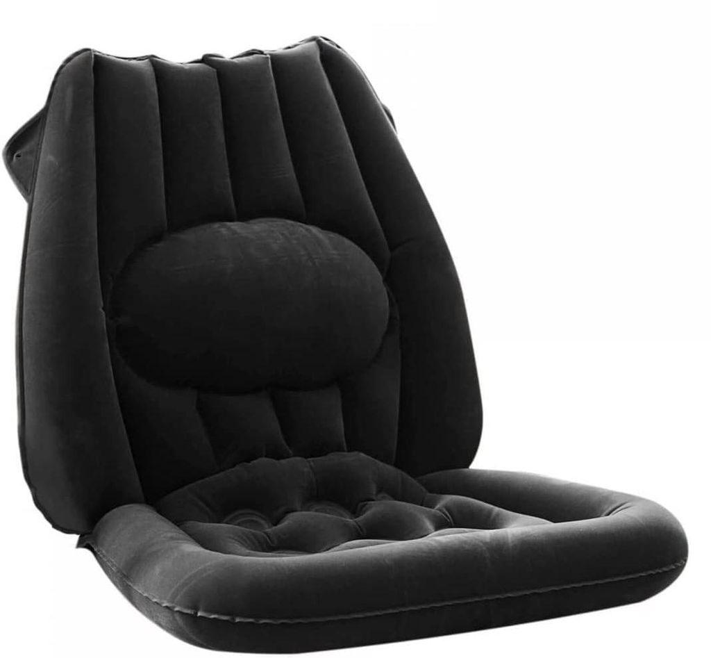 Aufblasbares Sitzkissen mit ergonomischer Lendenwirbelstütze, anthrazit