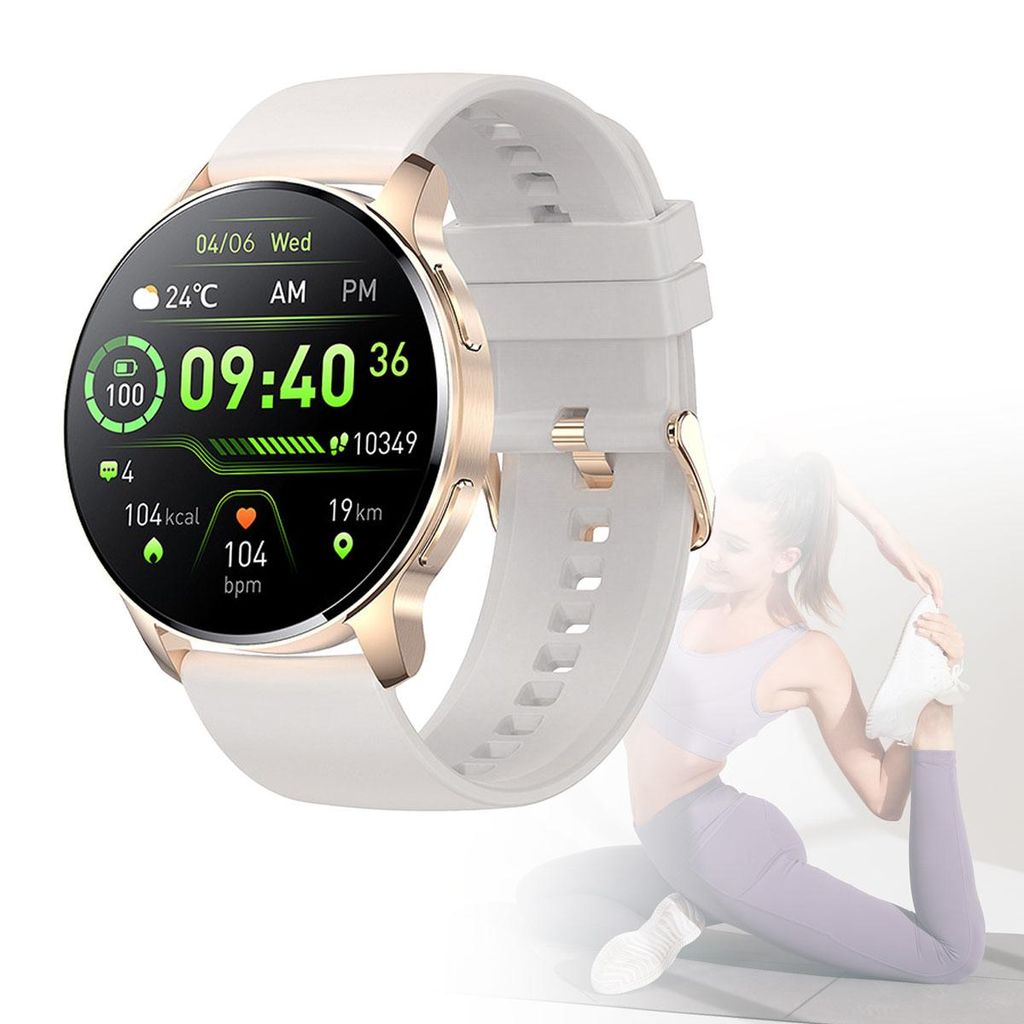 Smartwatches, Smartwatch Damen, 1,32 Zoll Touchscreen Fitnessuhr Damen, Wasserdicht Sportuhr Schrittzähler mit Telefonfunktion Herzfrequenz, SpO2