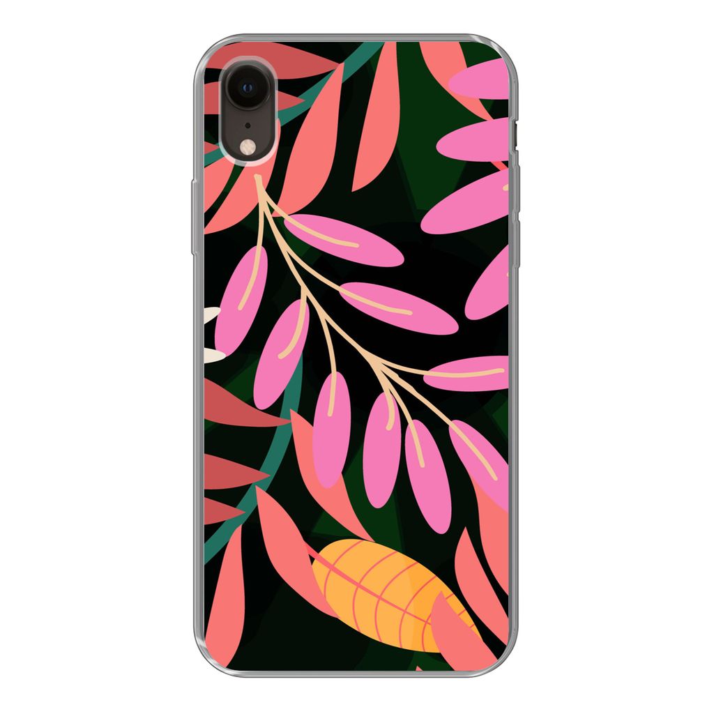 MuchoWow Handyhülle Schutzhülle Hülle für iPhone XR Tropisch - Blumen - Muster Silikon Softcase Handy Hülle - Schutzdeckel