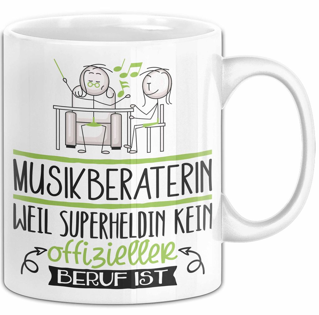 Musikberaterin Geschenk Tasse Lustiger Spruch Musikberaterin Weil Superheldin Kein Offizieller Beruf Ist Geschenkidee (Weiß)