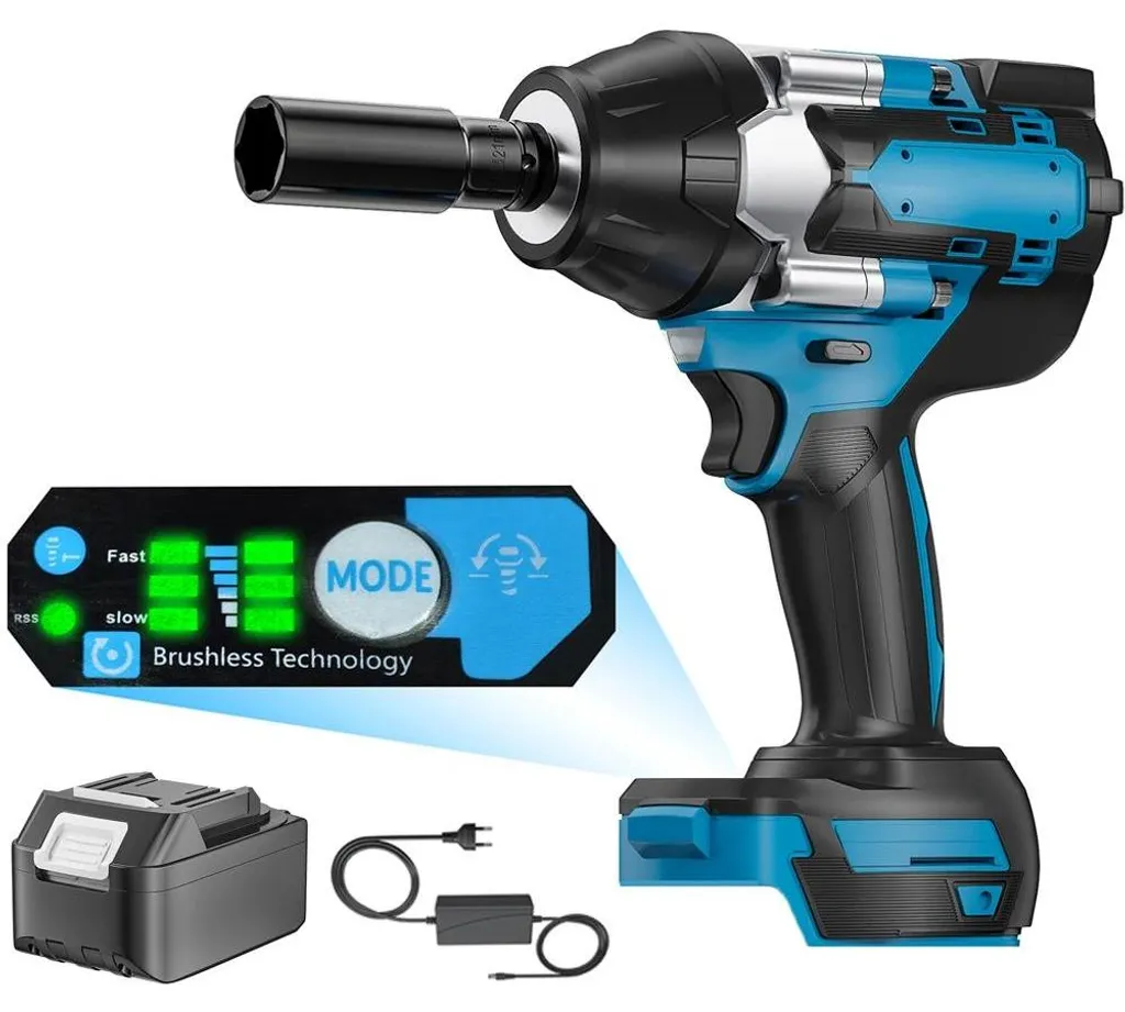 Clé à chocs sans fil 1800 Nm moteur Brushless avec batterie 21V UE