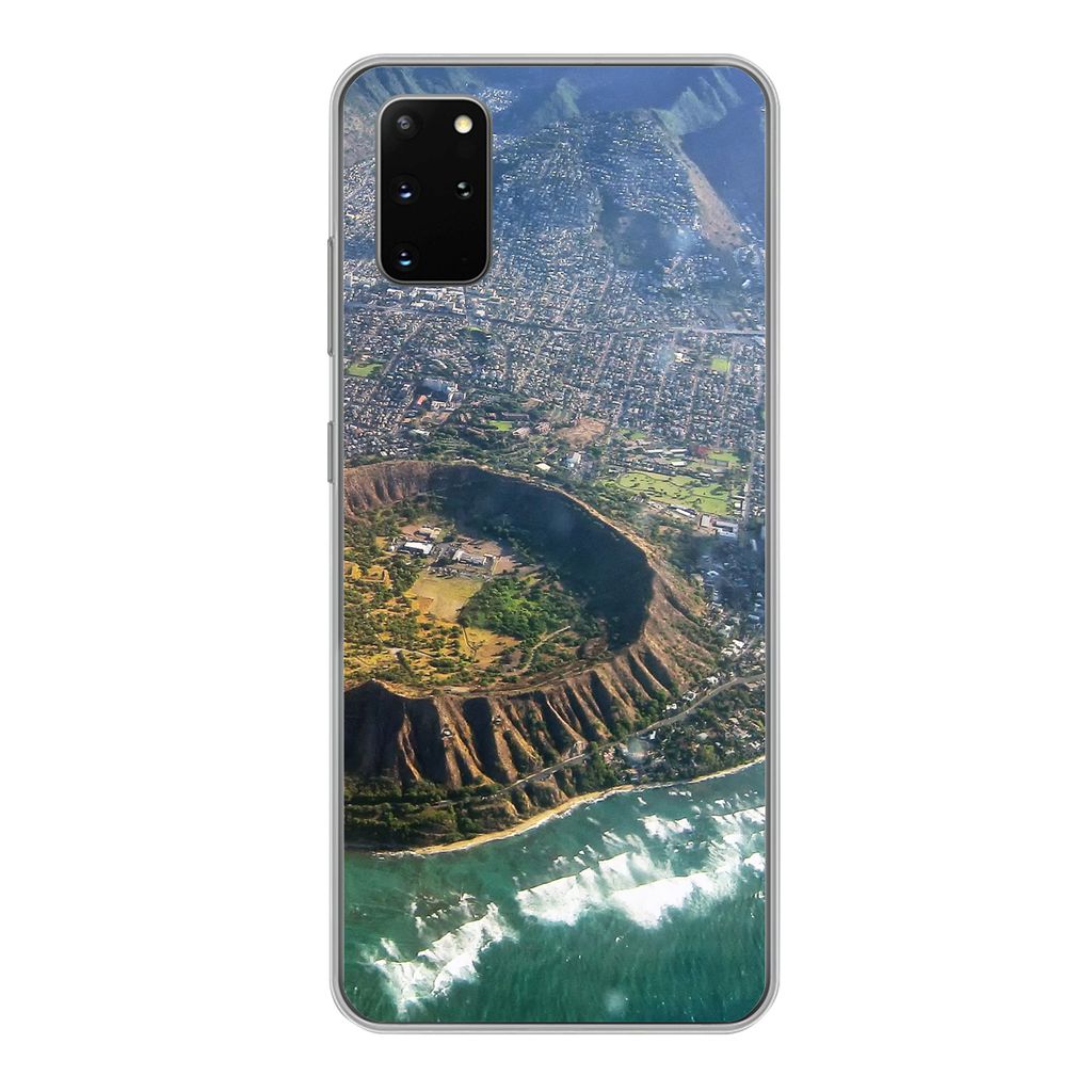 MuchoWow Handyhülle Schutzhülle Hülle für Samsung Galaxy S20 Plus Ein Luftbild von Honolulu und einem erloschenen Krater auf Hawaii Silikon S...
