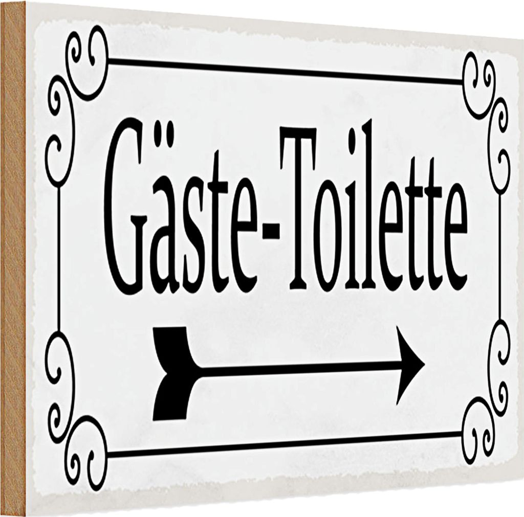 Holzschild Hinweis 30x20cm Gäste-Toilette rechts Pfeil