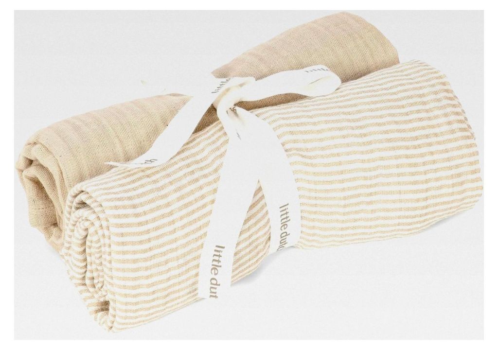 Mulltücher Swaddle Spucktücher Musselin 2er Set (70x70 cm) Baumwolle Beige