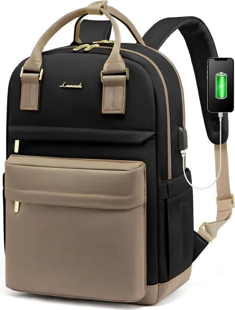 Sac ordinateur 15,6 pouces étanche pour femme avec bretelles confortables