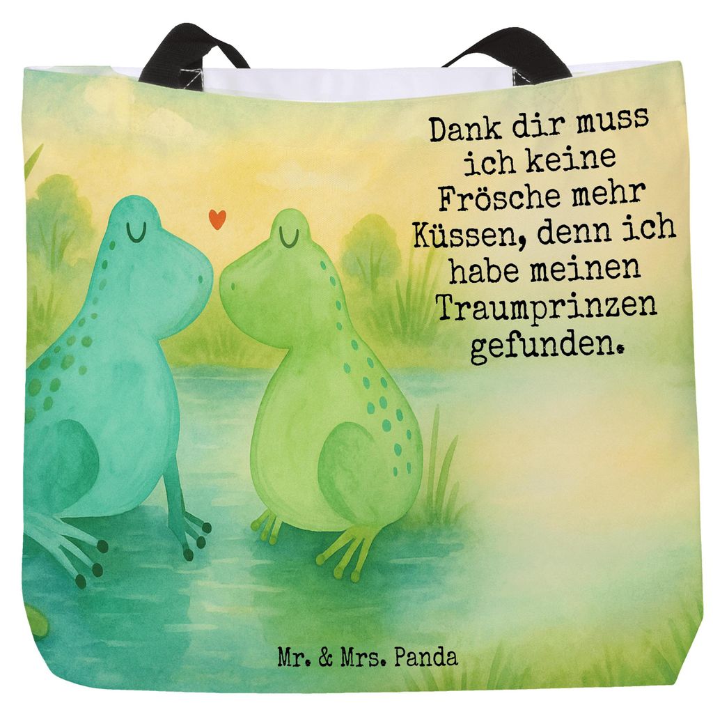 Mr. & Mrs. Panda Reisetasche Frosch Liebe Design - Weiß - Geschenk, Schultasche, Laptoptasche, Frösche, Tote Bag, Froschkönig, Freundin, Verheir...