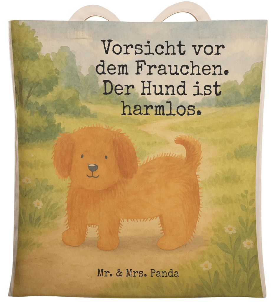 Mr. & Mrs. Panda shopping bag Hund Flauschig Design - Weiß - Geschenk, Große Einkaufstasche, Hundeliebe, Sprüche, Hundemama, Hunde, Tote, Niedli...