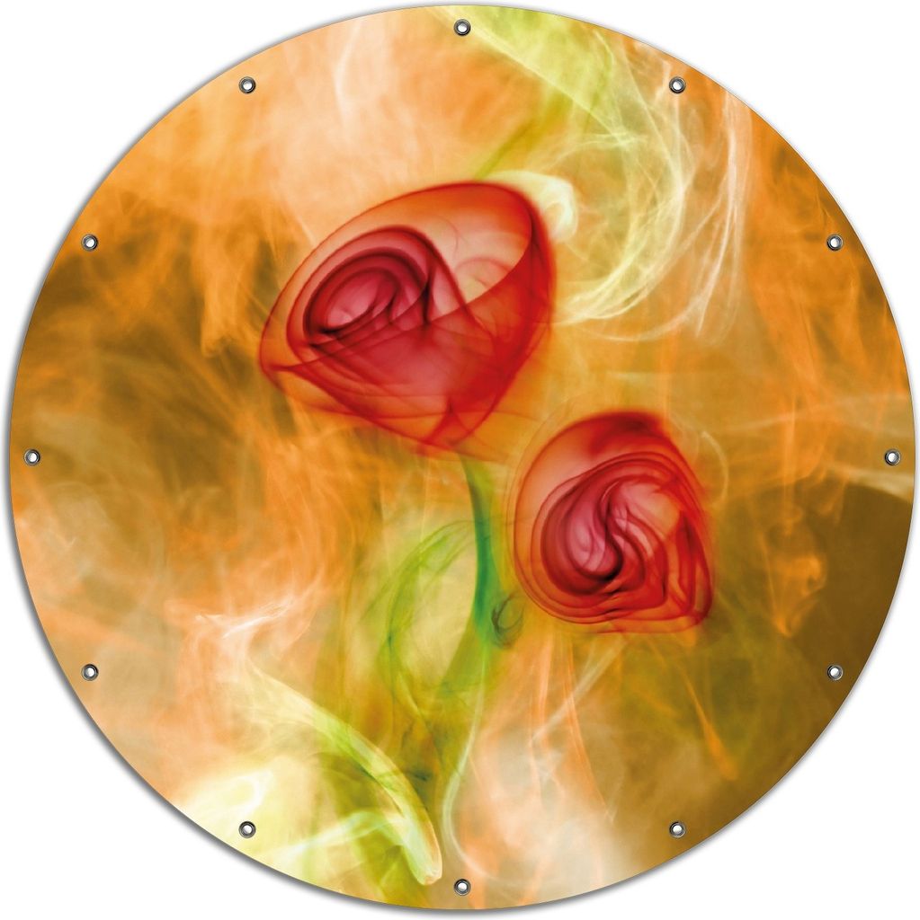 Wallario rundes Outdoor-Poster für Garten oder Balkon, Motiv Abstrakte Rosen, 120 cm Durchmesser