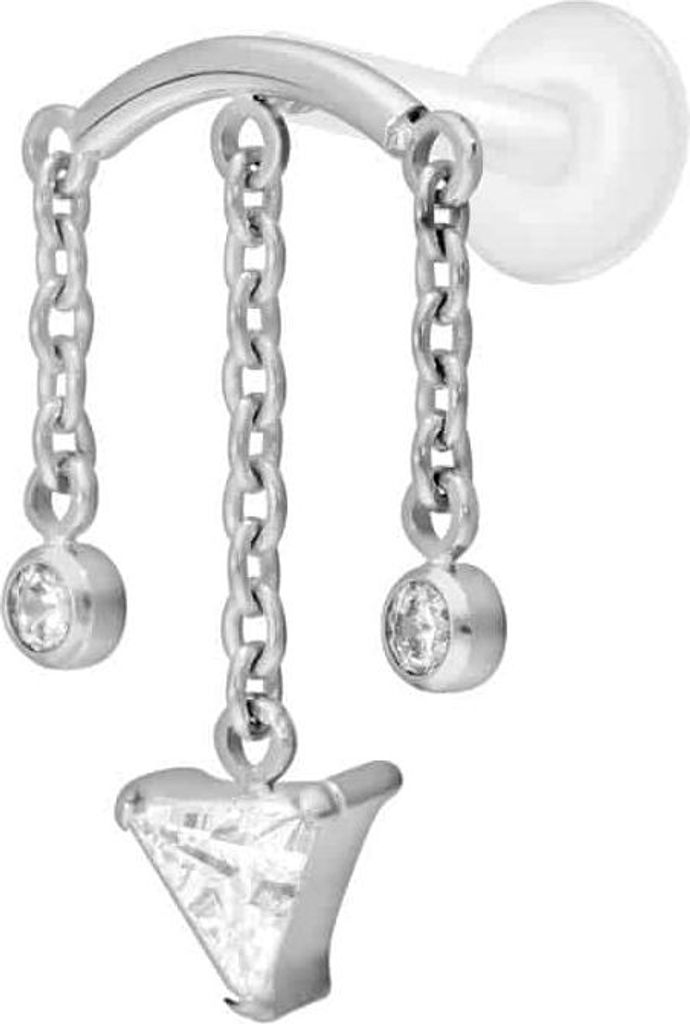 Ohrpiercing, Nasenpiercing PTFE Labret mit Innengewinde + Titan-Aufsatz WINDSPIEL Silber Stablänge: 9mm | Stabstärke: 1,2mm