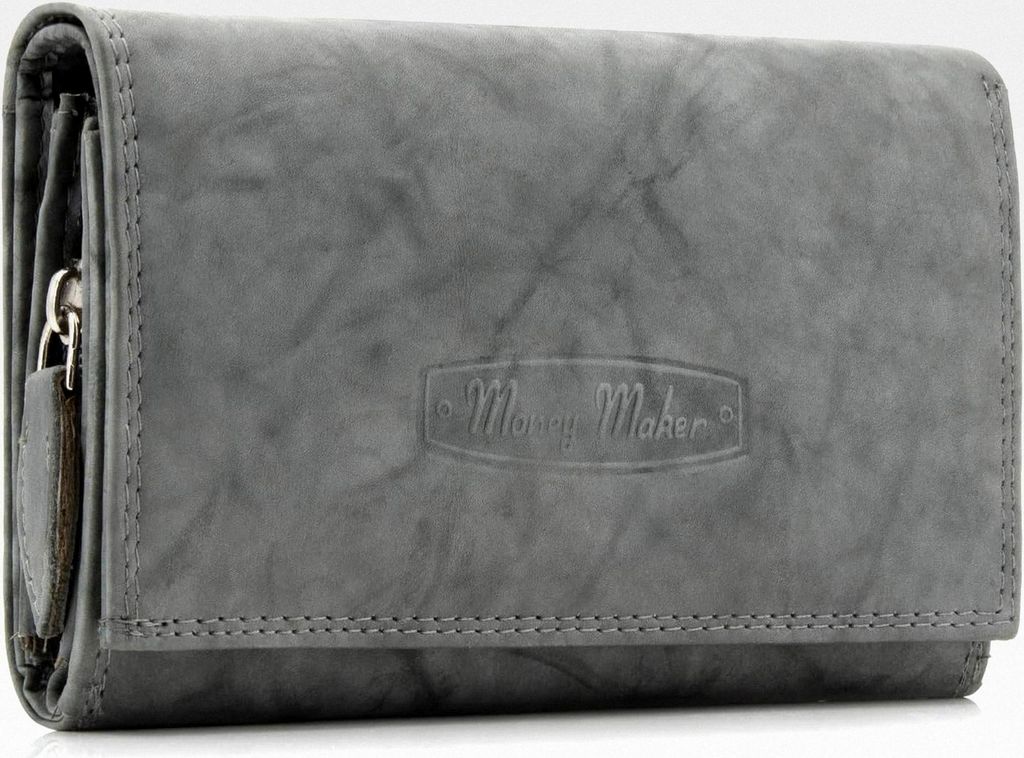 Damen Geldbörse aus Leder mit RFID-Schutz und 25 Fächern (Grau)