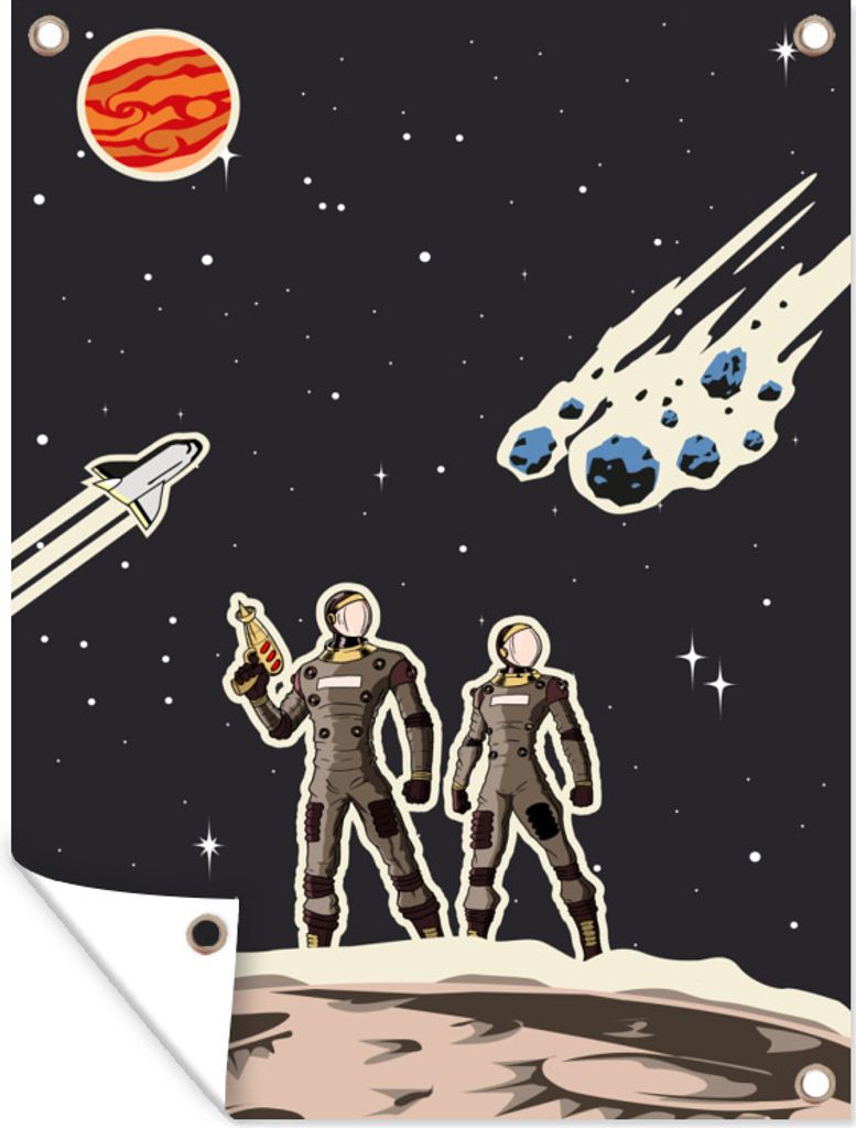 MuchoWow 30x40 cm Outdoor-Poster Gartendeko Sichtschutz Garten Poster für den Garten Retrodruck der Raumfahrt