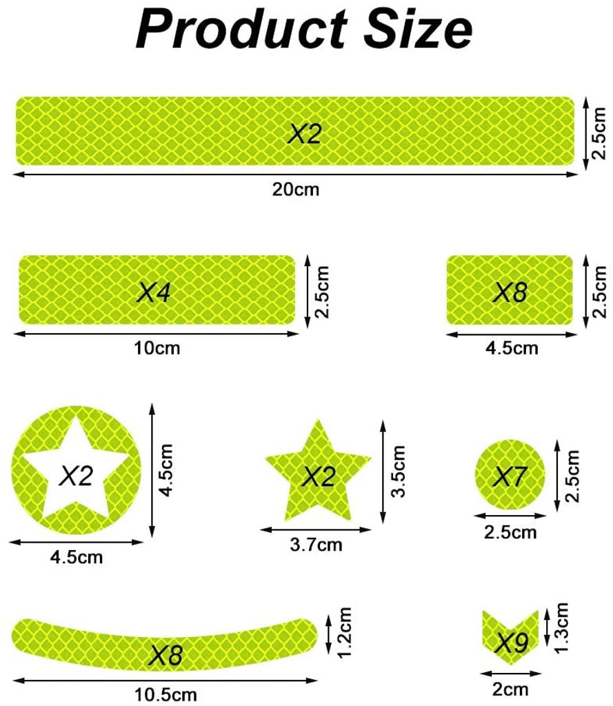 Reflexfolie-Set (17 Stück) Reflektor-Aufkleber zur Sicherungs-Markierung –