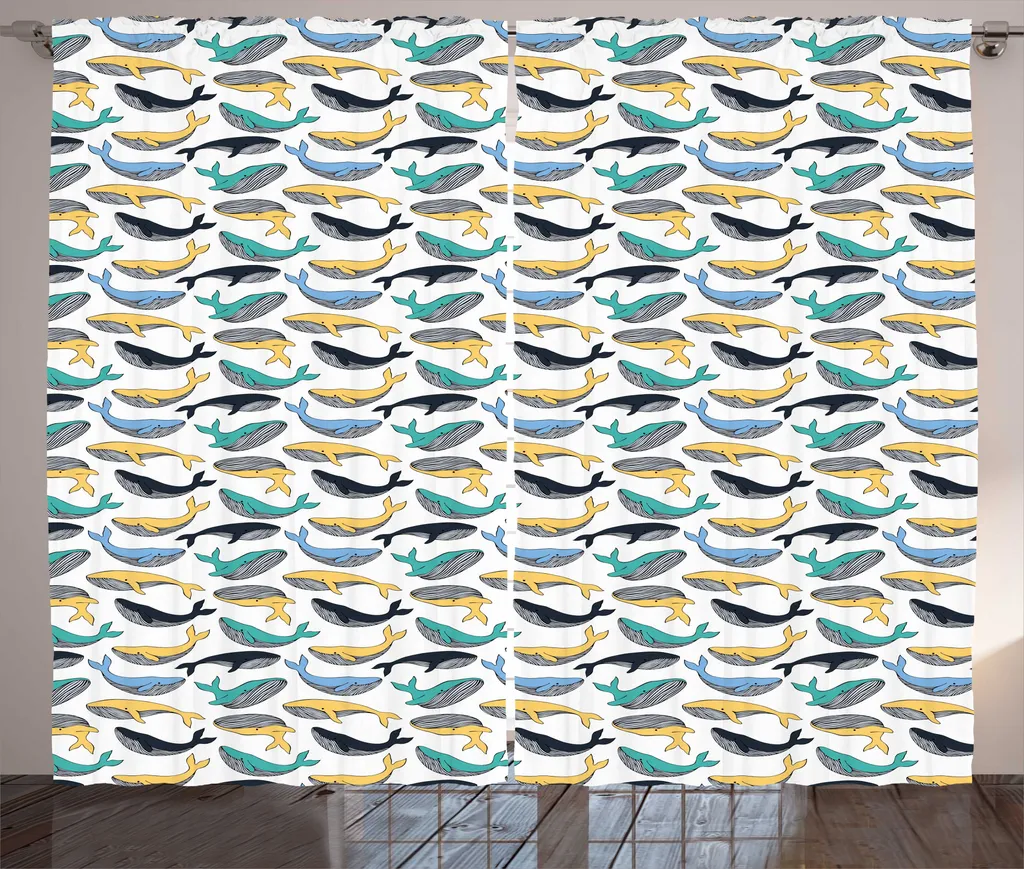 Rideau Opaque Anti Vis-à-vis Design Baleine 280x225cm pour Salon Calme